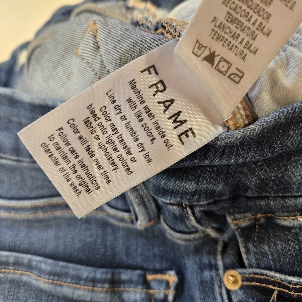 Frame Jeans Womens 28 Blue Le Crop Mini Boot Distressed Stretch Denim Pants - Picture 7 of 11